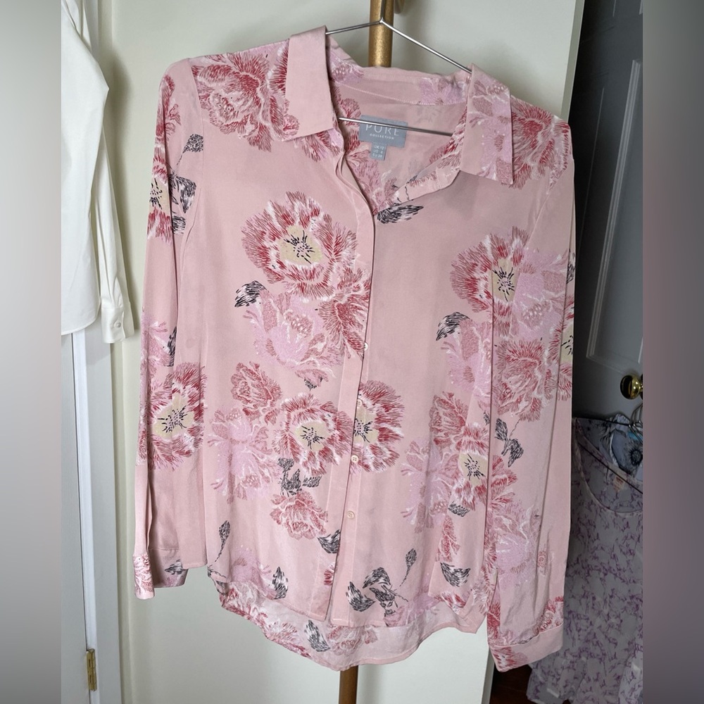 NWOT Pure Collection Blush Floral Blouse, US 6